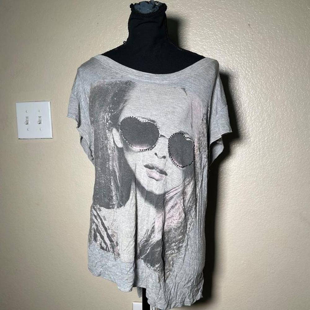 Janet Chung Y2K Grunge Oversize Chain Spine Back Graphic Tee Grey 3XL